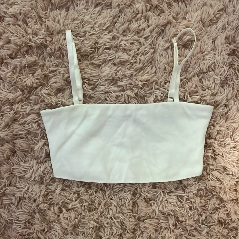 White Small Zara Cropped Tank Top